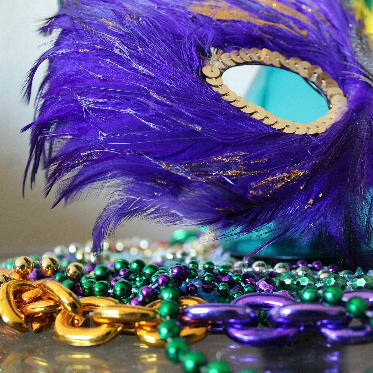 Mardi Gras mask beads