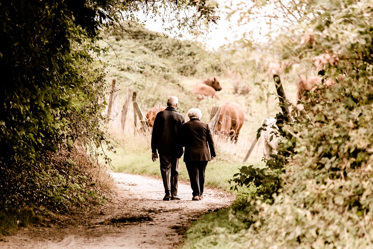 old couple walk
