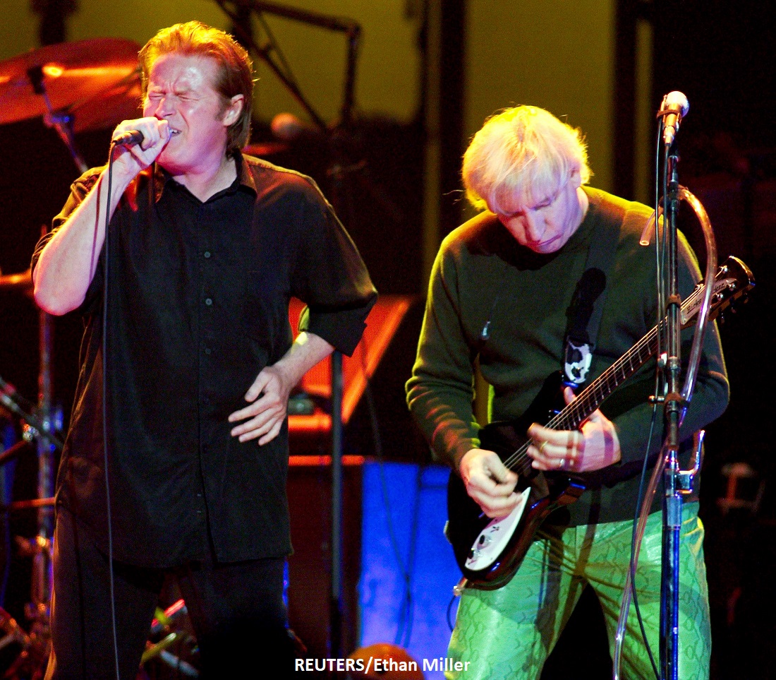 DON HENLEY AND JOE WALSH OF THE EAGLES PERFORM AT THE MGM IN LAS VEGAS.