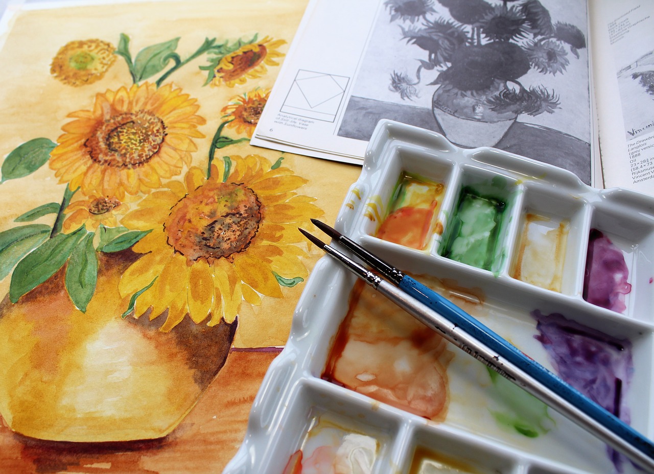 sunflower watercolor painting